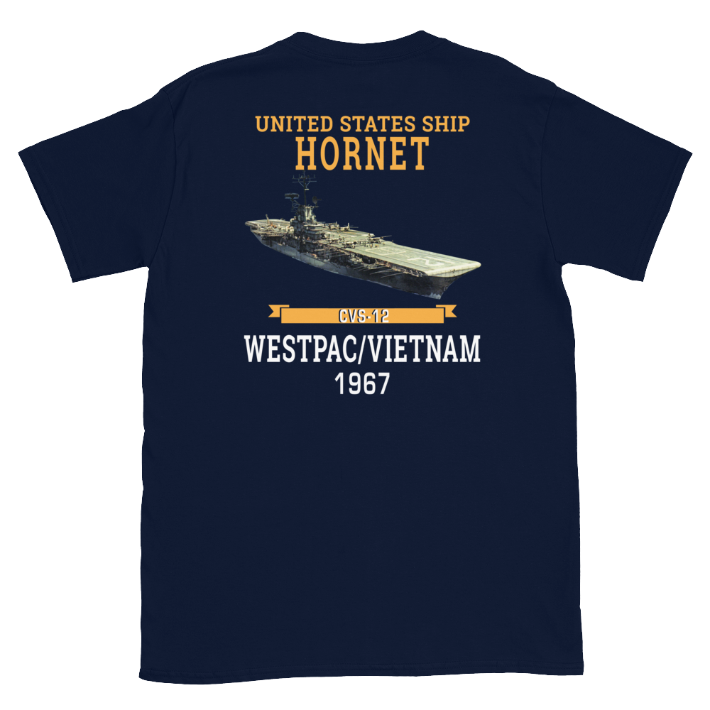 USS Hornet (CVS-12) 1967 WESTPAC/VIETNAM T-Shirt – back view, navy