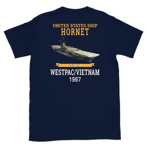USS Hornet (CVS-12) 1967 WESTPAC/VIETNAM T-Shirt – back view, navy
