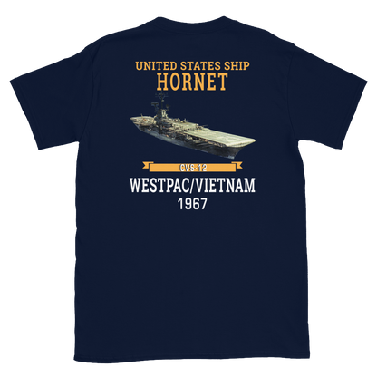 USS Hornet (CVS-12) 1967 WESTPAC/VIETNAM T-Shirt – back view, navy