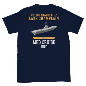 USS Lake Champlain (CVS-39) 1964 MED CRUISE T-Shirt – back view, navy
