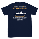 USS Michael Murphy (DDG-112) 2014-15 MAIDEN DEPLOYMENT Short-Sleeve Unisex T-Shirt – back view, navy