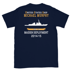 USS Michael Murphy (DDG-112) 2014-15 MAIDEN DEPLOYMENT Short-Sleeve Unisex T-Shirt – back view, navy
