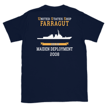 Load image into Gallery viewer, USS Farragut (DDG-99) 2008 MAIDEN DEPLOYMENT Short-Sleeve Unisex T-Shirt