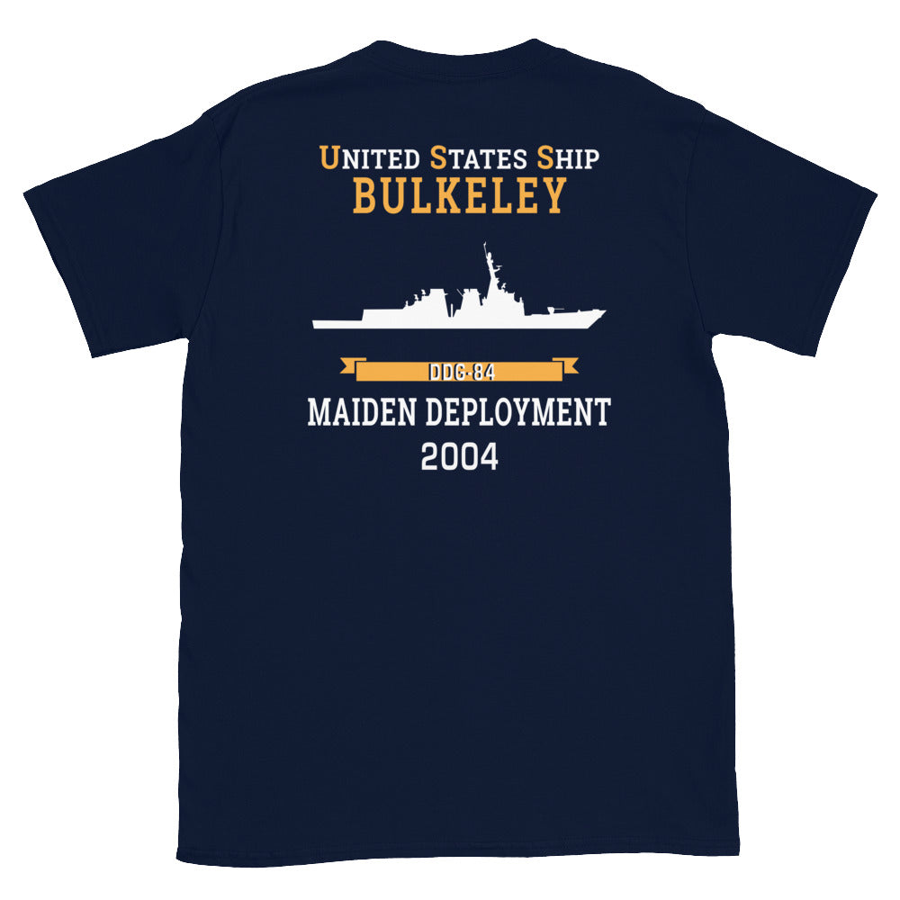 USS Bulkely (DDG-84) 2004 MAIDEN DEPLOYMENT Short-Sleeve Unisex T-Shirt – back view, navy