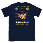 USS Detroit (AOE-4) 1983 Med Cruise T-Shirt – back view, navy