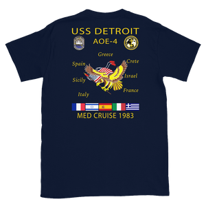 USS Detroit (AOE-4) 1983 Med Cruise T-Shirt – back view, navy