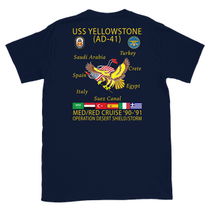 USS Yellowstone (AD-41) 1990-91 ODS/S Cruise Shirt – back view, navy