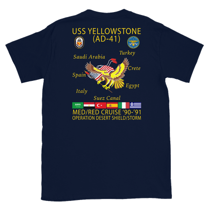 USS Yellowstone (AD-41) 1990-91 ODS/S Cruise Shirt – back view, navy