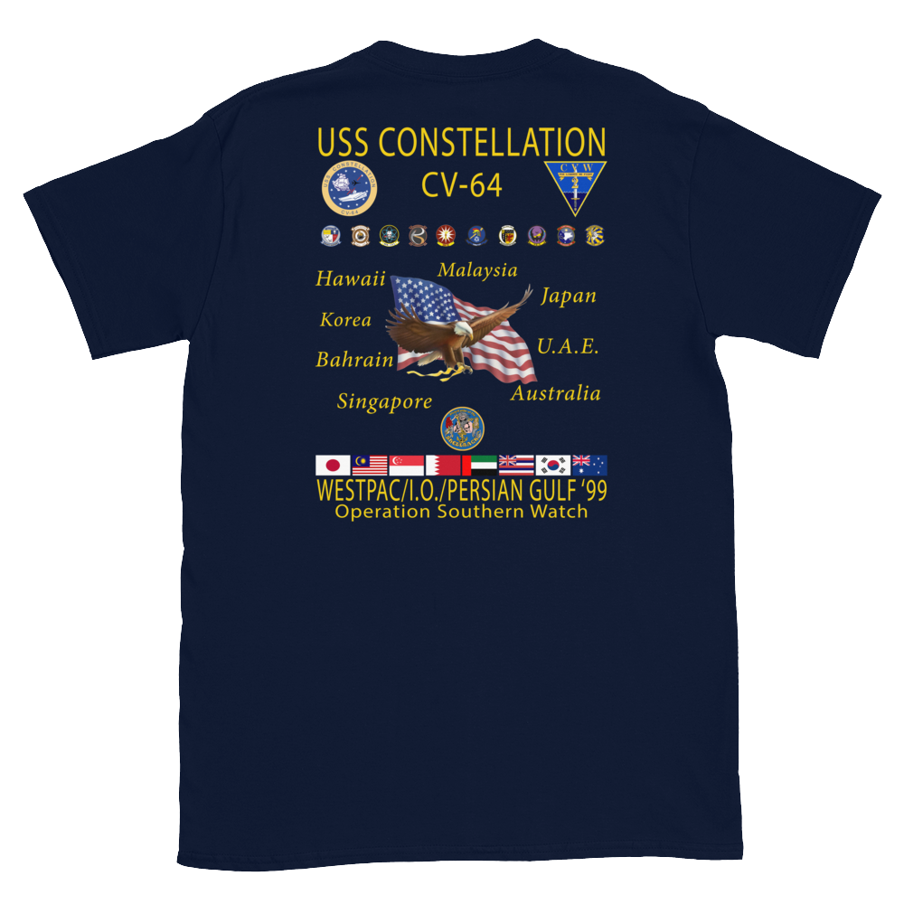 USS Constellation (CV-64) 1999 Cruise Shirt – back view, navy