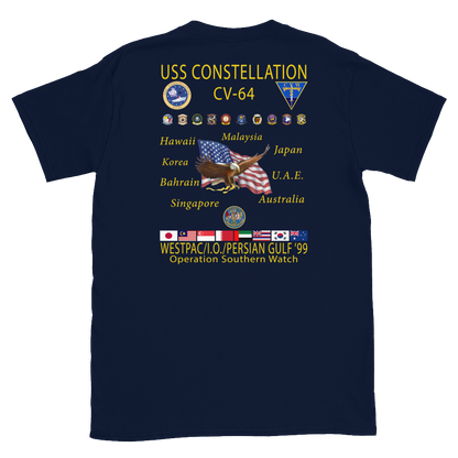 USS Constellation (CV-64) 1999 Cruise Shirt – back view, navy