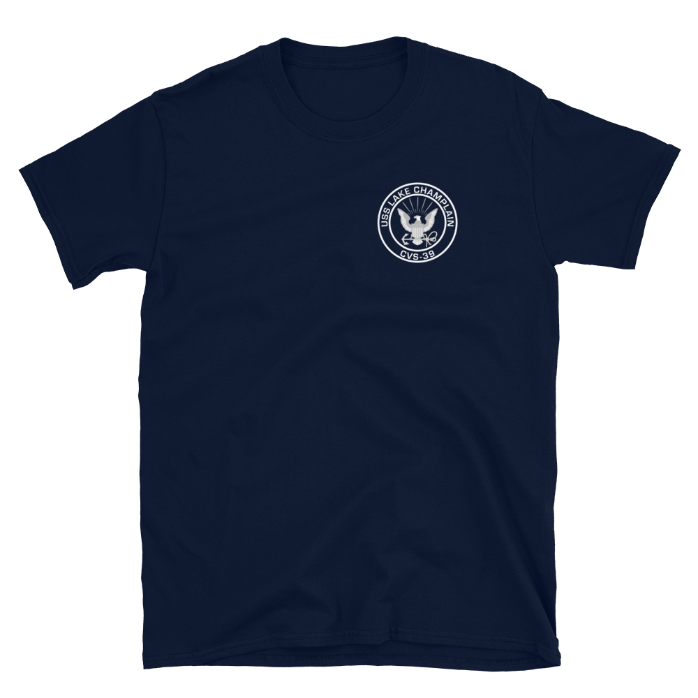 USS Lake Champlain (CVS-39) 1962 CARIBBEAN T-Shirt – front view, navy