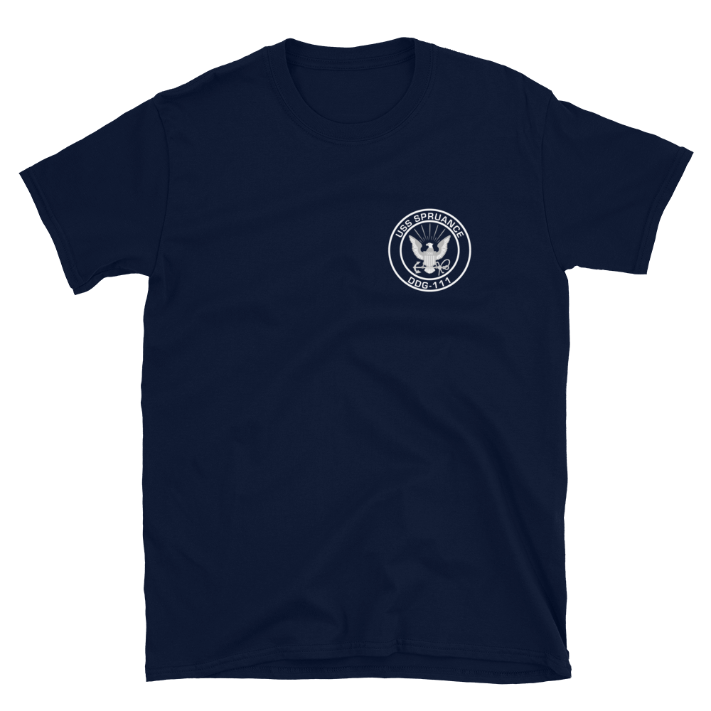 USS Spruance (DDG-111) 2012-13 MAIDEN DEPLOYMENT Short-Sleeve Unisex T-Shirt – front view, navy