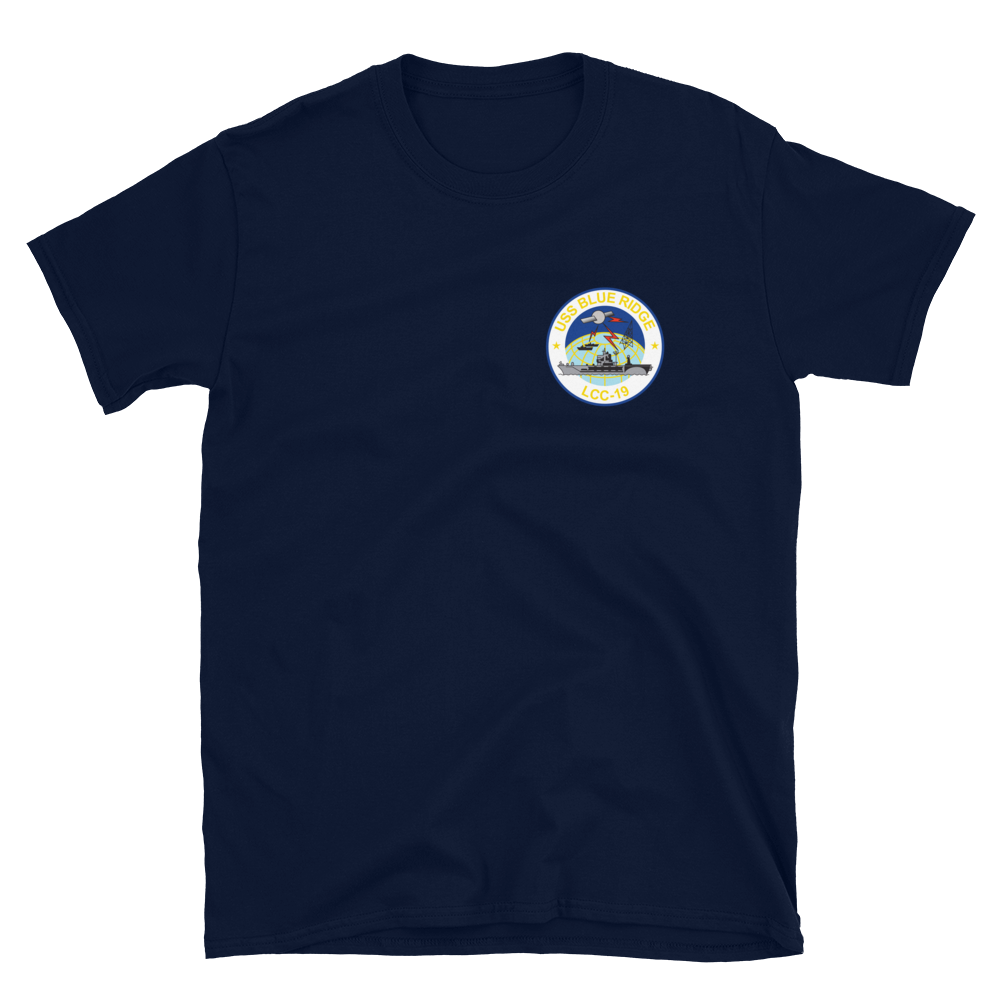 USS Blue Ridge (LCC-19) 1990-91 ODS/S Cruise Shirt – front view, navy