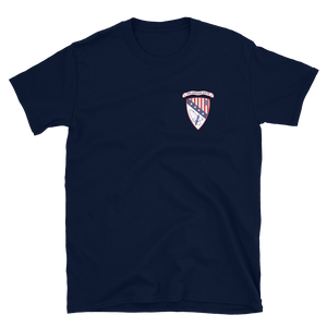 USS Chicago (CG-11) Ship's Crest T-Shirt - Blue – front view, navy