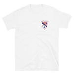 USS Chicago (CG-11) Ship's Crest T-Shirt - Blue – front view, white