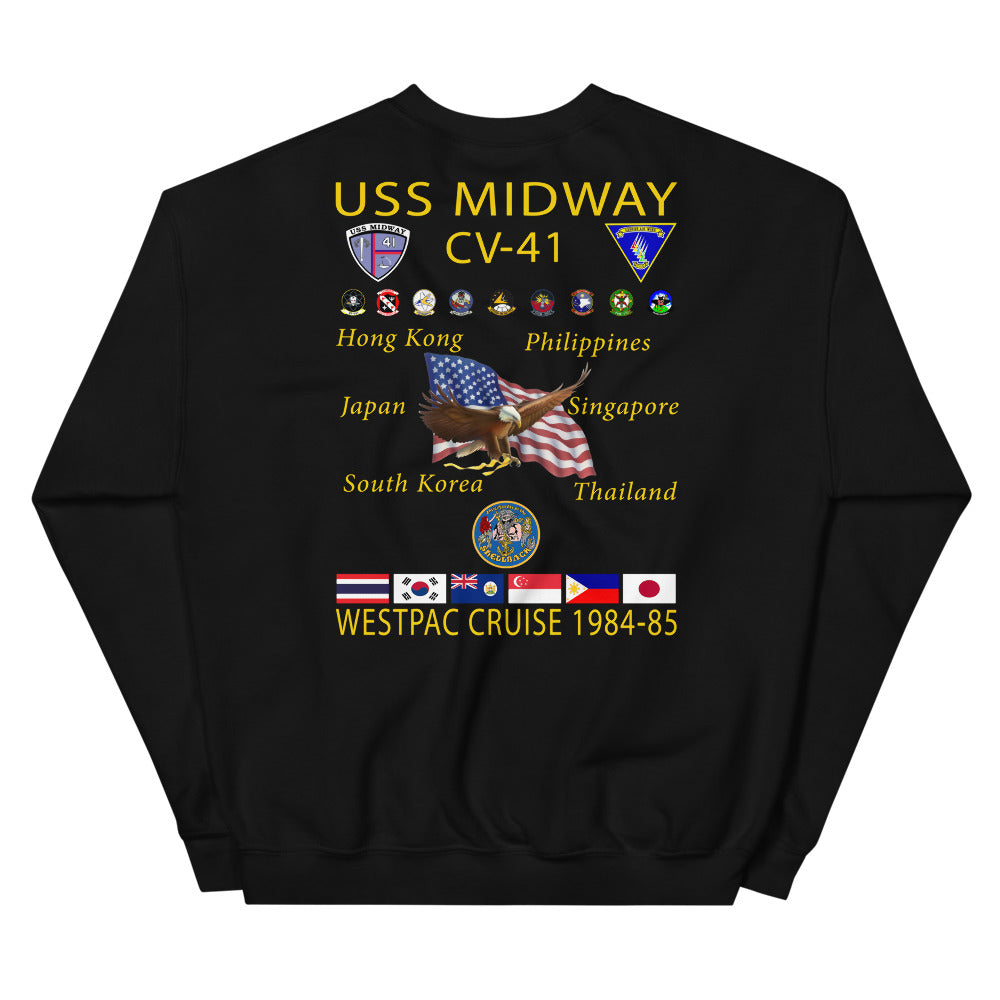 USS Midway (CV-41) 1984-85 Cruise Sweatshirt – black