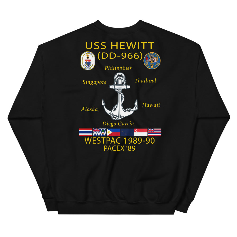 USS Hewitt (DD-966) 1989-90 Cruise Sweatshirt – black