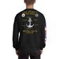 USS Hewitt (DD-966) 1989-90 Cruise Sweatshirt - FLAGS ON SLEEVE – black