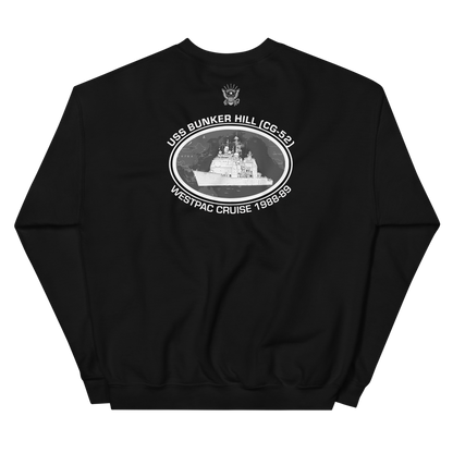 USS Bunker Hill (CG-52) 1988-89 Deployment Sweatshirt – back view, black