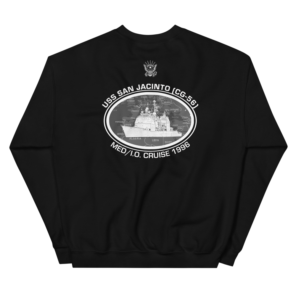 USS San Jacinto (CG-56) 1996 Deployment Sweatshirt – back view, black