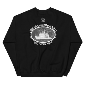 USS San Jacinto (CG-56) 1994 Deployment Sweatshirt – back view, black