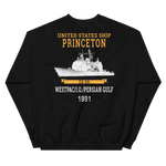 USS Princeton (CG-59) 1991 WESTPAC/IO/Persian Gulf Unisex Sweatshirt – back view, black