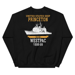 USS Princeton (CG-59) 1998-99 WESTPAC Unisex Sweatshirt – back view, black