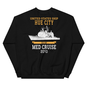 USS Hue City (CG-66) 2010 MED Unisex Sweatshirt – back view, black