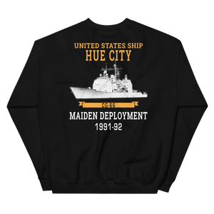 USS Hue City (CG-66) 1991-92 Maiden Unisex Sweatshirt – back view, black