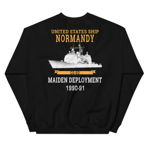 USS Normandy (CG-60) 1990-91 Maiden Deployment Unisex Sweatshirt – back view, black