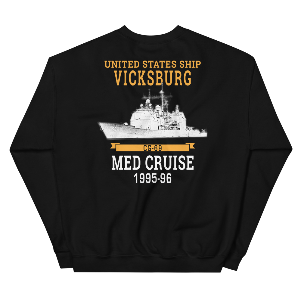 USS Vicksburg (CG-69) 1995-96 MED Unisex Sweatshirt – back view, black