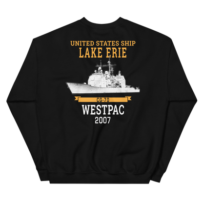 USS Lake Erie (CG-70) 2007 WESTPAC Unisex Sweatshirt – back view, black