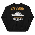USS Cape St. George (CG-71) 2008 MED Unisex Sweatshirt – back view, black