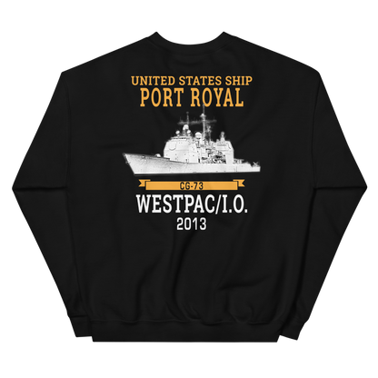 USS Port Royal (CG-73) 2013 WESTPAC/IO Unisex Sweatshirt – back view, black