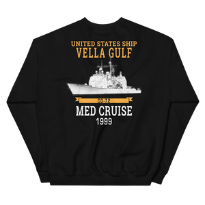 USS Vella Gulf (CG-72) 1999 MED Unisex Sweatshirt – back view, black