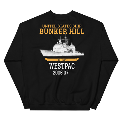 USS Bunker Hill (CG-52) 2006-07 WESTPAC Unisex Sweatshirt – back view, black