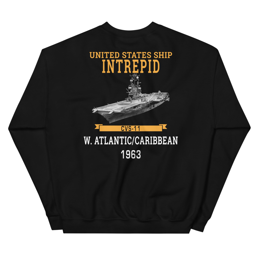 USS Intrepid (CVS-11) 1963 W. Atlantic/Caribbean Sweatshirt – back view, black