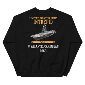 USS Intrepid (CVS-11) 1963 W. Atlantic/Caribbean Sweatshirt – back view, black