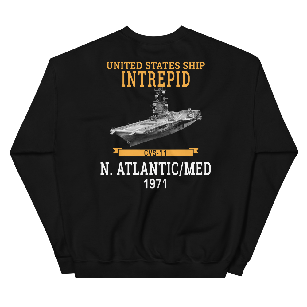 USS Intrepid (CVS-11) 1971 N.Atlantic/MED Sweatshirt – back view, black