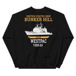 USS Bunker Hill (CG-52) 1988-89 WESTPAC Sweatshirt – back view, black