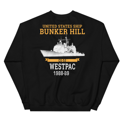 USS Bunker Hill (CG-52) 1988-89 WESTPAC Sweatshirt – back view, black