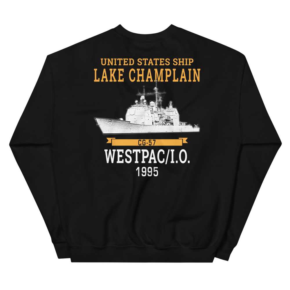 USS Lake Champlain (CG-57) 1995 Unisex Sweatshirt – back view, black
