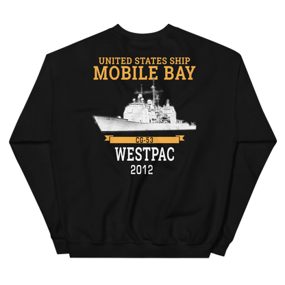 USS Mobile Bay (CG-53) 2012 Deployment Sweatshirt – back view, black