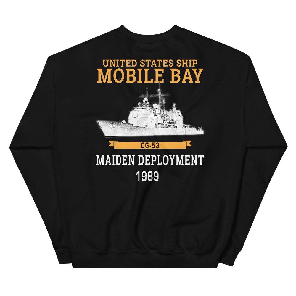 USS Mobile Bay (CG-53) 1989 Deployment Sweatshirt – back view, black
