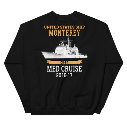 USS Monterey (CG-61) 2016-17 Unisex Sweatshirt – back view, black