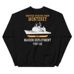USS Monterey (CG-61) 1991-92 Unisex Sweatshirt – back view, black