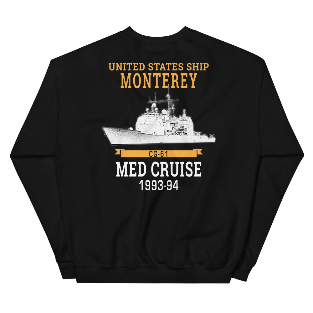USS Monterey (CG-61) 1993-94 Unisex Sweatshirt – back view, black