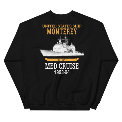 USS Monterey (CG-61) 1993-94 Unisex Sweatshirt – back view, black