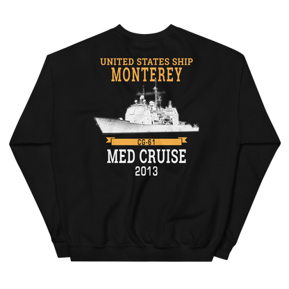 USS Monterey (CG-61) 2013 Unisex Sweatshirt – back view, black