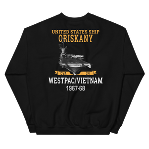 USS Oriskany (CVA-34) 1967-68 WESTPAC/VIETNAM Unisex Sweatshirt – back view, black